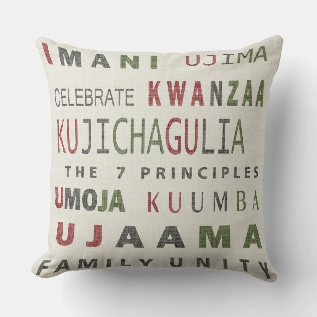 Kwanzaa-Wohngestaltung 7 Priciples Wort-Kissen Kissen (Vorderseite)