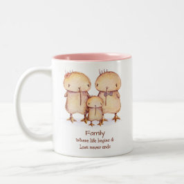 Kwii der niedliche Kiwi-Vogel und die Familie Zweifarbige Tasse
