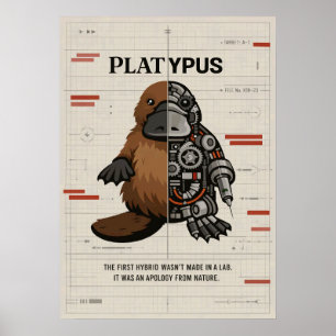 Kybemetische Schnabeltier-Blueprint-Kunst Poster