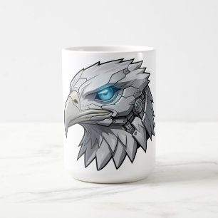 Kybernetischer Adlerkopf Futuristischer Roboterkah Kaffeetasse