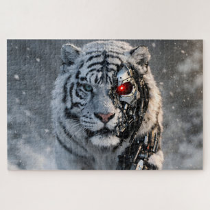 Kybernetischer weißer Tiger Science-Fiction-Puzzle