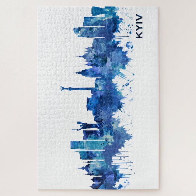 Kyiv Ukraine Skyline Blue (Vertikal)