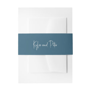 Kylee Blue Traditional Elegant Wedding Einladungsbanderole