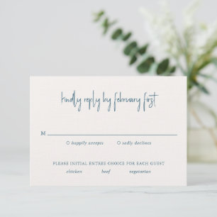 Kylee Blue Traditional Elegant Wedding RSVP Karte