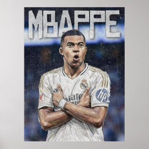 Kylian Mbappe Künstlerische Kritzel-Porträt Poster