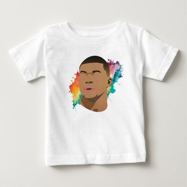 Kylian Mbappe Rainbow Watercolor Kids T - Shirt (Vorderseite)