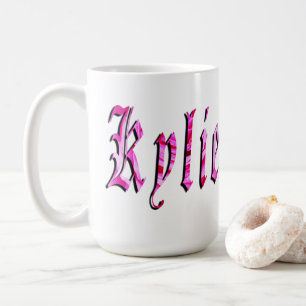 "Kylie" Floral Pink Kylie Name, Kaffeetasse