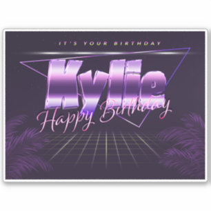 Kylie Nom Prénom lila rétro Autocollant Anniversai