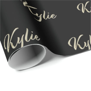 Kylie papier cadeau écriture blanc or