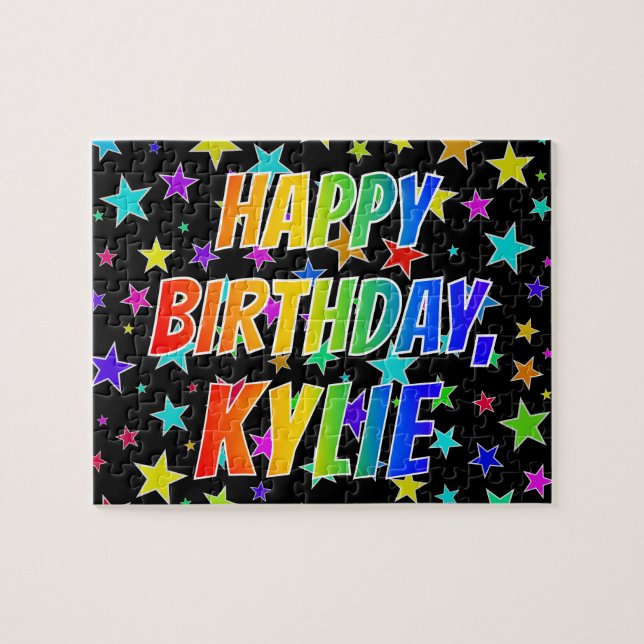 "KYLIE" Vorname, Spaß "GLÜCKLICHER GEBURTSTAG" (Horizontal)