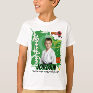 Kyokushin Dojo Foto Schüler Grünes Gürtel Team T-Shirt