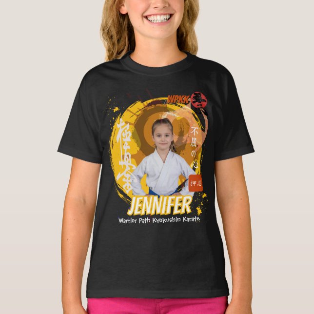 Kyokushin Girl Yellow Belt Personalized Team  T-Shirt (Vorderseite)