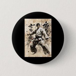 Kyokushin Karate Japanische Kalligrafie Kampfsport Button