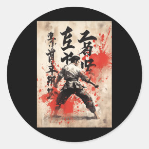 Kyokushin Karate Japanische Kalligrafie Kampfsport Runder Aufkleber