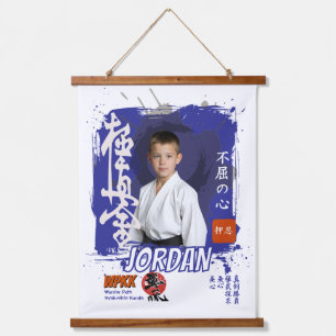 Kyokushin Karate-Schüler personalisiertes Foto Wandteppich Mit Holzrahmen