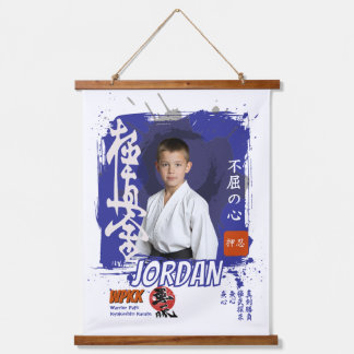 Kyokushin Karate Student Personalized Photo  Wandteppich Mit Holzrahmen