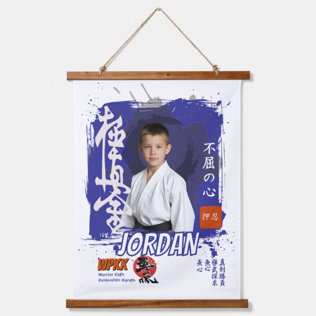 Kyokushin Karate Student Personalized Photo  Wandteppich Mit Holzrahmen (Vorderseite)