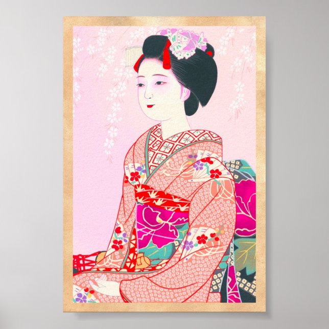 Kyōto Brocade, Vier Blätter - Japanische Dame vom  Poster (Vorne)