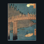 Kyoto-Brücke durch Mondlicht Postkarte<br><div class="desc">Kyōto Brücke im Mondlicht, aus der Serie '100 Views of Famous Place in Edo', Pub. 1855, | von Ando oder Utagawa Hiroshige | Art Location: Victoria & Albert Museum, London, UK | Japanischer Künstler | Image Collection number: BAL1439</div>
