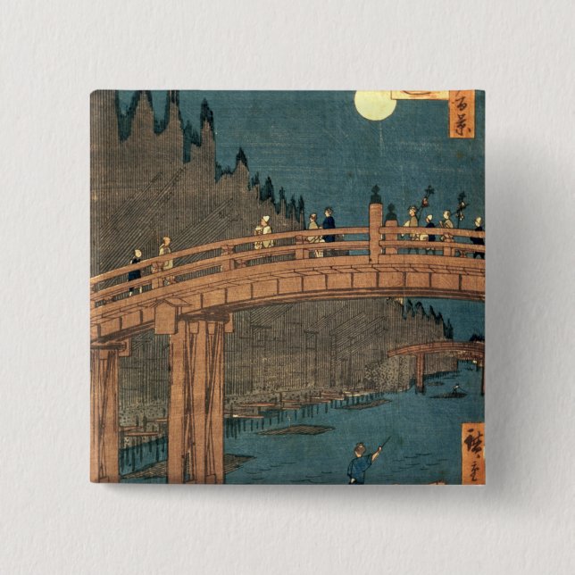 Kyoto-Brücke durch Mondschein Button (Vorderseite)
