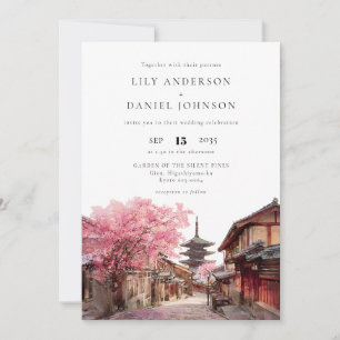 Kyoto Japan Aquarell Alles in Einem Hochzeit Einladung
