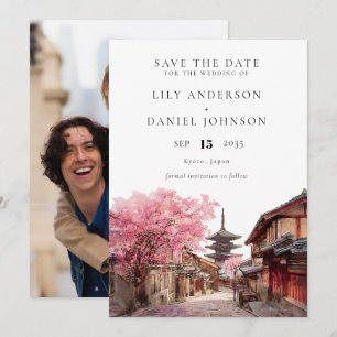 Kyoto Japan Aquarell-Foto-Hochzeit Save The Date