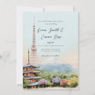 Kyoto Japan Aquarell Zielort Hochzeit Einladung
