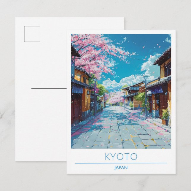 Kyoto Japan Art Vintage Travel Postkarte (Vorne/Hinten)