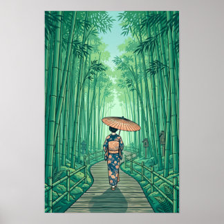 Kyoto Japan Bambuswald Vintage Reise Poster