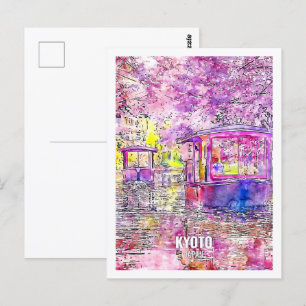 Kyoto Japan Berühmter Reiseort Wasserfarbe Postkarte