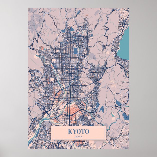 Kyoto - Japan Breezy City Map Poster (Vorne)