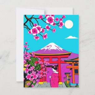 Kyoto, Japan Bright Geisha Art Travel Postkarte