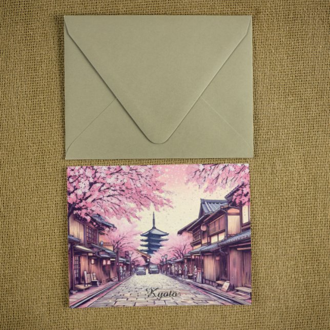 Kyoto Japan Cherry Blossom Landscape Postkarte (Floral Kyoto Japan Cherry Blossom Landscape Postcard)