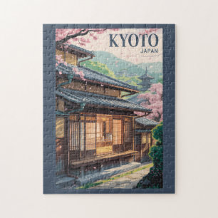Kyoto Japan Haus Illustration Reise Kunst Vintage