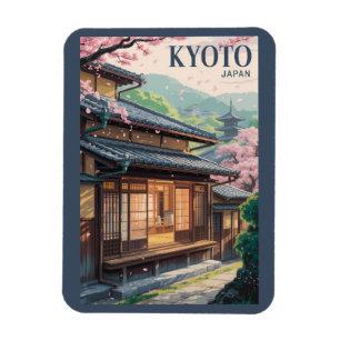 Kyoto Japan Haus Illustration Reise Kunst Vintage Magnet