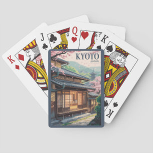 Kyoto Japan Haus Illustration Reise Kunst Vintage Spielkarten