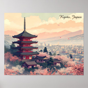 Kyoto Japan Kirschblüten Tempel Kunst – Sapura Poster