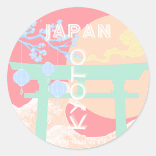 Kyōto Japan Pastellfarben Runder Aufkleber