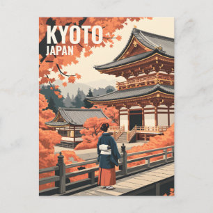 Kyoto Japan Reise Herbst Tempel Retro Personalisie Postkarte