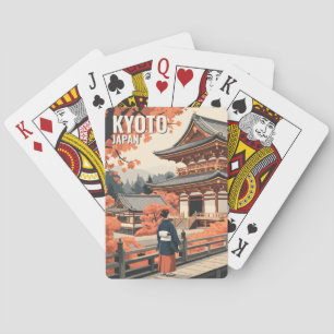 Kyoto Japan Reise Herbst Tempel Retro Personalisie Spielkarten
