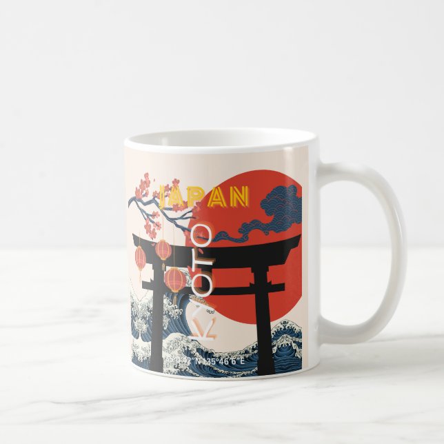 Kyōto Japan Reisekunst, Retro Reisekunst Kaffeetasse (Rechts)