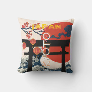 Kyōto Japan Reisekunst, Retro Reisekunst Kissen
