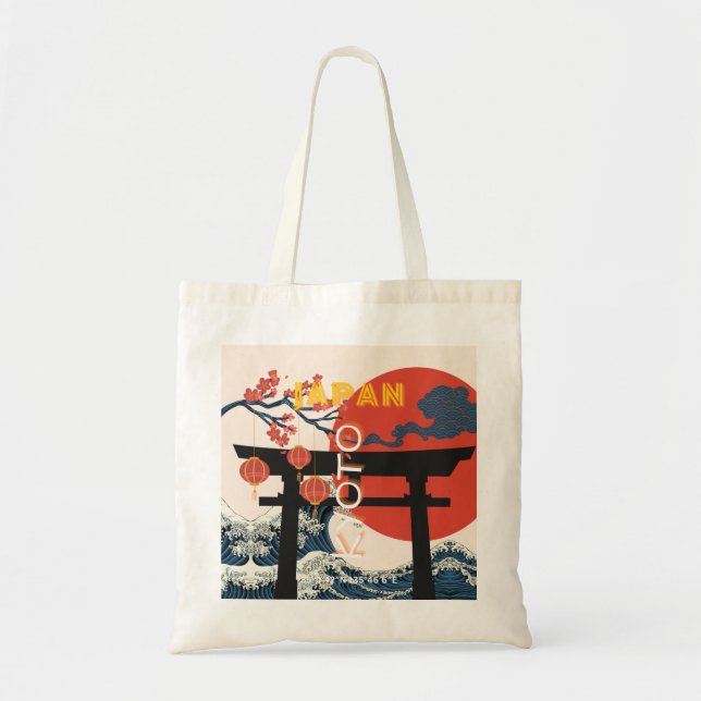 Kyōto Japan Reisekunst, Retro Reisekunst Tragetasche (Vorne)