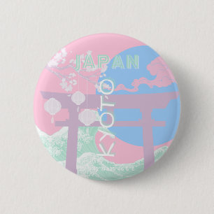 Kyōto Japan Reisekunst, rosa Preppy Art Button