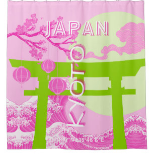 Kyōto Japan Reisekunst, rosa Reisekunst Duschvorhang