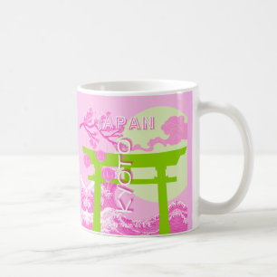 Kyōto Japan Reisekunst, rosa Reisekunst Kaffeetasse