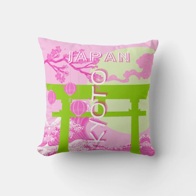 Kyōto Japan Reisekunst, rosa Reisekunst Kissen (Vorderseite)