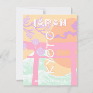 Kyoto Japan Reisen Kunst, Orange Pastel Art Postkarte