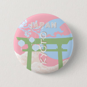 Kyoto Japan Reisen Kunst, Pastel Reisen Kunst Button