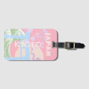 Kyōto Japan Reisen Kunst, rosa Pastellfarben Kunst Gepäckanhänger